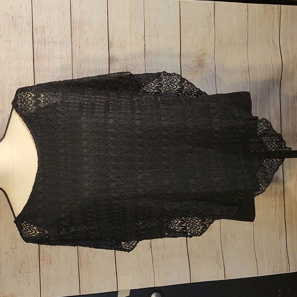 Black tank with lace overlay